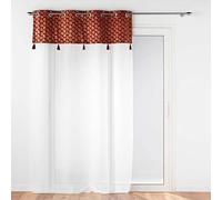 Douceur d'Intérieur, Evie - Tenda con occhielli, 140 x 280 cm, colore: Bordeaux, con parte superiore in velluto e pompon