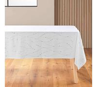Douceur d'Intérieur Firmament Tovaglia Rettangolare, 140 x 240 cm, Microfibra Stampata, Bianco e Argento