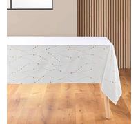 Douceur d'Intérieur Firmament Tovaglia Rettangolare, 140 x 240 cm, Microfibra Stampata, Bianco e Oro