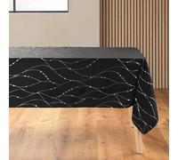 Douceur d'Intérieur Firmament Tovaglia Rettangolare, 140 x 240 cm, Microfibra Stampata, Nero e Argento