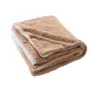 Douceur d'Intérieur Foxy Plaid, 125 x 150 cm, Simil Pelliccia e Sherpa, Sabbia