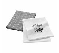 Douceur d'Intérieur Grand Chef 2 Canovacci, 50 x 70 cm, Cotone Intrecciaato e A Nido D’Ape, Ricamato