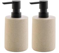 Douceur d'Intérieur Granite Dispenser per Sapone, Diametro 7 x 16 cm, poliresina, Tinta Unita, Sabbia (Confezione da 2)
