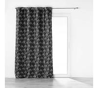 Douceur d'Intérieur, Ideal Textiles - Tenda con occhielli, 140 x 260 cm, motivo jacquard Floriani, colore: Nero