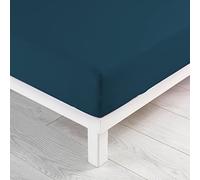 douceur d'intérieur, Jersy Lenzuolo con angoli per letto matrimoniale, 160 x 200 cm, 100% cotone, colore: blu notte