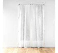 Douceur d'Intérieur Karla Coppia di Tende a Vetro con Passanti, 2 x 70 x 240 cm, Tessuto Intrecciato e Applique, Bianco
