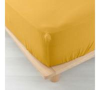 douceur d'intérieur, lenzuolo con angoli (140 x 190 cm) Angelia, giallo, garza di cotone