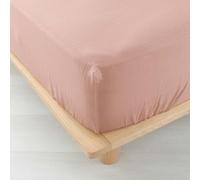 douceur d'intérieur, lenzuolo con angoli (160 x 200 cm) Angelia, rosa, garza di cotone