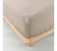 douceur d'intérieur, lenzuolo con angoli (160 x 200 cm) Angelia, sabbia, garza di cotone