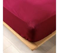 douceur d'intérieur, Lenzuolo con angoli elasticizzati (140 x 190 cm) Biolina Bordeaux, 100% cotone biologico