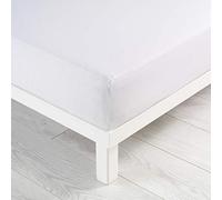 douceur d'intérieur, Lenzuolo con angoli elasticizzati (140 x 190 cm) Jersy bianco, 100% cotone
