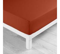 douceur d'intérieur, Lenzuolo con angoli elasticizzati (180 x 200 cm) Lina Terracotta, 100% Cotone