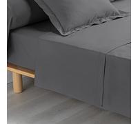 douceur d'intérieur, Lenzuolo piano (180 x 290 cm) Percaline Antracite, Percaline Cotone
