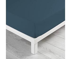 douceur d'Intérieur Lina Lenzuolo 2 Persone, Cotone, Blu Notte, 160 x 200 cm