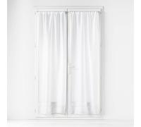 Douceur d'Intérieur Lissea Coppia di Tende a Vetro con Passanti, 2 x 70 x 200 cm, Tessuto sablé, Bianco