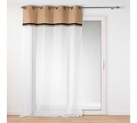 Douceur d'Intérieur Malory Tenda con Occhielli, 140 x 240 cm, Nero, Velo Sabbiato con Bordo in Iuta e Frange
