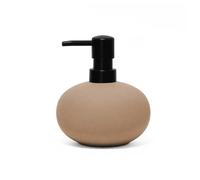 Douceur d'Intérieur Mambo Dispenser per Sapone, Diametro 11.2 x 12.8 cm, gres Soft-Touch, Tinta Unita, Sabbia