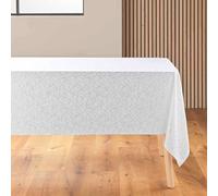 Douceur d'Intérieur Mikado Tovaglia Rettangolare, 140 x 240 cm, Microfibra Stampata, Bianco e Argento