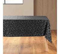 Douceur d'Intérieur Mikado Tovaglia Rettangolare, 140 x 240 cm, Microfibra Stampata, Nero e Argento