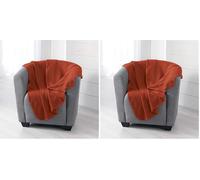 Douceur d'Intérieur Milou Plaid, Terracotta, 125 x 150 cm (Confezione da 2)