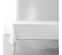Douceur d'Intérieur, Mistraline - Tovaglia rettangolare in cotone riciclato, 140 x 240 cm, colore: Bianco