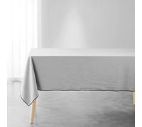 Douceur d'Intérieur, Mistraline - Tovaglia rettangolare in cotone riciclato, 140 x 240 cm, colore: Grigio