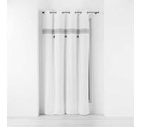 Douceur d'Intérieur Morbidezza di interni, tenda con occhielli 140 x 240 cm, in cotone tinta unita con top ricamato con pompon amaya grigio