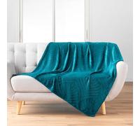 Douceur d'Intérieur Nelia Plaid, 125 x 150 cm, Flanella Goffrata, Tinta Unita, Blu