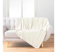 Douceur d'Intérieur Nelia Plaid, 125 x 150 cm, Flanella Goffrata, Tinta Unita, Neutro