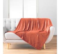 Douceur d'Intérieur Nelia Plaid, 125 x 150 cm, Flanella Goffrata, Tinta Unita, Terracotta