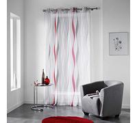 douceur d'Intérieur Ondulys- Tenda a pannello con occhielli, Poliestere, Rosso, 240 x 140 cm