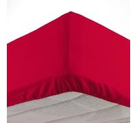 Douceur d'Intérieur Oscar Lenzuolo con Angoli, 140 x 190 cm, Microfibra, Tinta Unita, Rosso