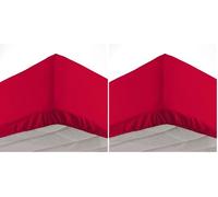 Douceur d'Intérieur Oscar Lenzuolo con Angoli, 90 x 190 cm, Microfibra, Tinta Unita, Rosso (Confezione da 2)