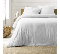 Douceur d'Intérieur, Parure 3 pezzi 260 x 240 cm doppia garza cotone Angelia bianco, 100% cotone gemello XL