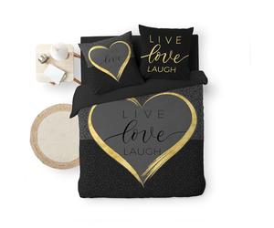 Douceur d'Intérieur Parure da letto 3 pezzi 200 x 200 cm Crazy Love stampata nero