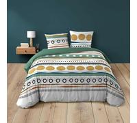 Douceur d'Intérieur, Parure da letto 3 pezzi (240 x 220 cm) Asiana Verde, 100% Cotone