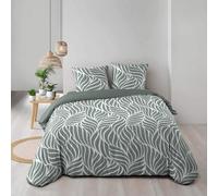 Douceur d'Intérieur, Parure da letto 3 pezzi (240 x 220 cm) Morgane salvia, 100% cotone