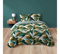 Douceur d'Intérieur, Parure da letto 3 pezzi (260 x 240 cm) Swan blu, 100% cotone