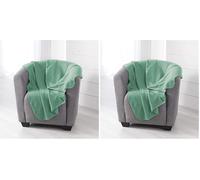 Douceur d'Intérieur, Plaid (125 x 150 cm) Milou salvia, pile (Confezione da 2)