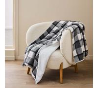 Douceur d'Intérieur, Plaid (125 x 150 cm) Scozzese Antracite, Tartan e Sherpa