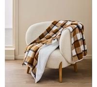 Douceur d'Intérieur, Plaid (125 x 150 cm) Scozzese Cammello, Tartan e Sherpa