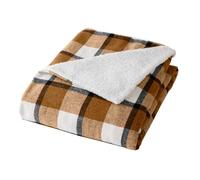Douceur d'Intérieur, Plaid (125 x 150 cm) Scozzese Cammello, Tartan e Sherpa