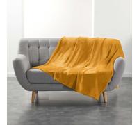 Douceur d'Intérieur, Plaid morbido (180 x 220 cm) Flanou Ocre, flanella tinta unita