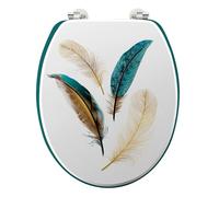 Douceur d'Intérieur Plumiss Tavoletta per WC con Cerniera in Metallo, 37.5 x 46 cm, MDF Stampato Metallizzato