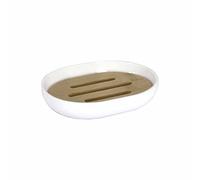 Douceur d'Intérieur Portasapone, poliestere e bambù, bianco, 12,2 x 9,3 x 2,5 cm