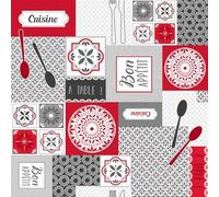 Douceur d'Intérieur Rotolo di Tela Cerata (RLX 1,40 mx20 m) Bistronomia Rosso, PVC Stampato