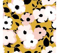 Douceur d'Intérieur Rotolo di Tela Cerata (RLX 1,40mx20m) Bigflower Giallo, PVC Stampato