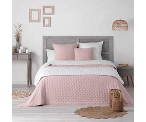 Douceur d'Intérieur, Runner Trapuntato 80 X 180 cm Microfibra Bicolore Mellow Chic Rosa/Bianco, 100% Poliestere