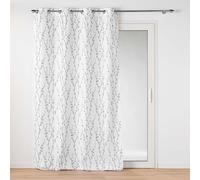 Douceur d'Intérieur Sakura Tenda con Occhielli, 140 x 260 cm, Bianco, Poliestere Stampato con Inserto