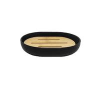 Douceur d'Intérieur Smart Portasapone, Diametro 12,2 x 9,3 x 2,5 cm, Nero, Polistirene e Bambù